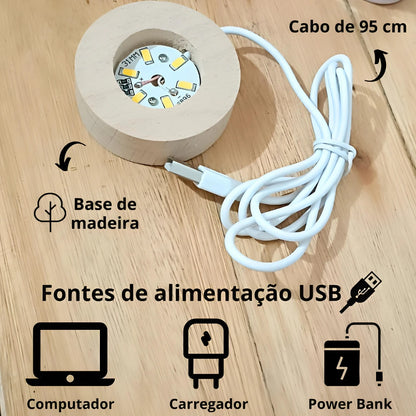 Luminária Cristal De Mesa Bola de Cristal Planeta Terra, Lua, Galáxia e Sistema Solar LED Base De Madeira Decoração