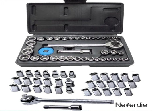 Kit Chaves Catraca Reversível 1/4 com Soquetes 40 Peças