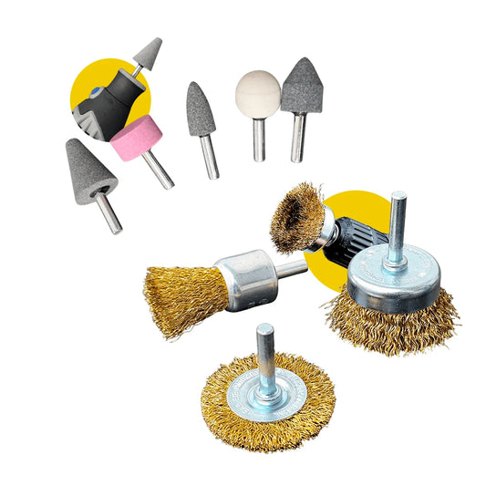 Kit Escovas de Aço e Pontas Montadas para Furadeira 8 Peças