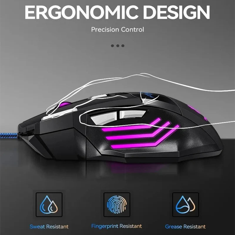 Mouse Gamer X7 5500 DPI com Botão Retroiluminado – Ergonômico e Ajustável