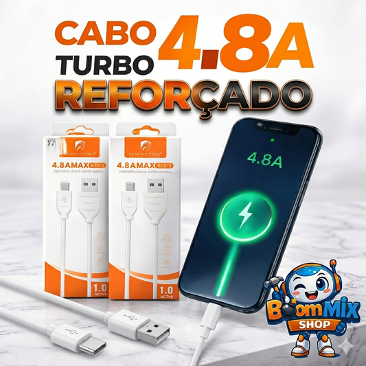 Cabo Carregador Turbo 4.8A H’Maston H7Z-3 – Carregamento Rápido, Resistente e Universal (1 Metro)